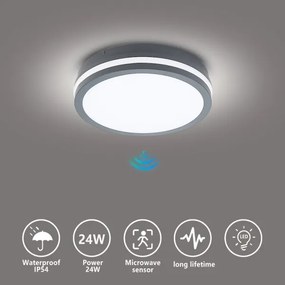 Brilagi - Aplica LED pentru exterior cu senzor BENE LED/24W/230V Ø 26 cm IP54