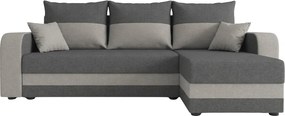 Coltar extensibil de colt VALERIO, gri inchis/gri deschis, reversibil, 238x140 cm + 2 perne GRATUIT