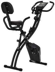 HOMCOM Bicicletă Pliabilă 2 în 1 cu Rezistență Magnetică Reglabilă pe 8 Nivele, 105x48x118 cm, Negru | Aosom Romania