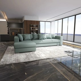 Colțar extensibil dumonde cu ladă de depozitare si sezut confortabil din spuma high-density, Gloria Enjoy Mint 320x183 cm