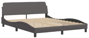 373221 vidaXL Cadru de pat cu tăblie, gri, 160x200 cm, piele ecologică