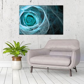 Tablou - Abstract trandafir albastru cu fundal negru (90x60 cm)