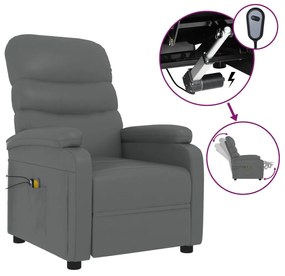 3073680 vidaXL Fotoliu de masaj electric, gri, piele ecologică