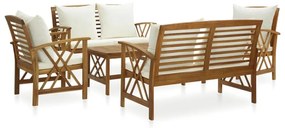 Set mobilier gradina cu perne, 5 piese, lemn masiv de acacia
