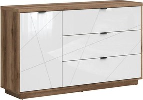 Comoda FORN, nuc/alb lucios, PAL, 156x42.5x93 cm