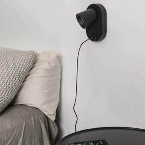 Aplica perete moderna cu USB charger CORB neagra 40136