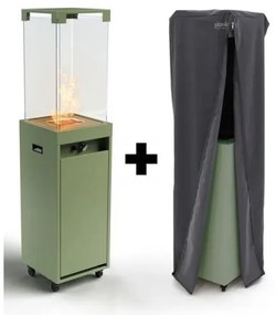Șemineu de exterior pe gaz Planika Faro GAS 142x36 cm 8kW verde + capac de protecție