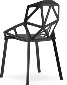 Set de masa 1 + 4, masa TESSA 120x60 cm neagra/decor stejar + scaun plastic negru ESSEN