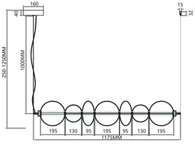 Lustră LED pe cablu DAPHNE LED/40W/230V auriu