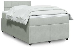 vidaXL Pat continental cu saltea, gri deschis, 120x200 cm, catifea