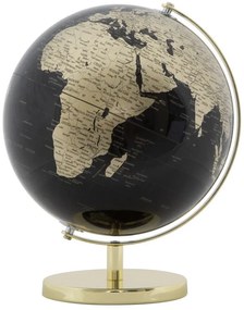 Decoratiune glob negru/auriu din metal, ∅ 25 cm, Globe Mauro Ferretti