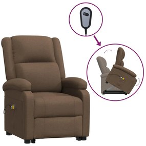 3110980 vidaXL Fotoliu de masaj cu ridicare, maro, material textil
