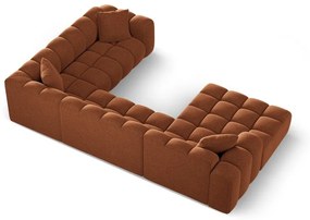 Colțar teracotă cu tapițerie din chenille (cu colț pe partea dreaptă/în formă de "U") Treno – Cosmopolitan Design