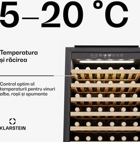 Klarstein Răcitor de vin Rhone 59 Uno, 59 sticle, control LED, împinge pentru a deschide, tăcut