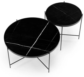 Set 2 mese de cafea Julieta marmura neagra/negru