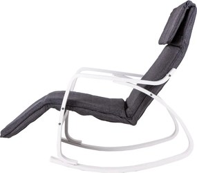 Scaun oscilant cu suport reglabil pentru picioare, cadru din lemn alb - gri