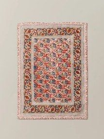 Set 4 protectii pentru masa, din bumbac, Blockprint
