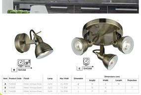 Plafoniera cu 3 spoturi directionabile Focus alama antic 1543AB SRT