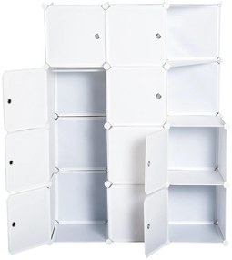 HOMCOM Dulap Garderobă Modular din 10 Cuburi, Organizare Eficientă, 111x47x145 cm, Alb | Aosom Romania
