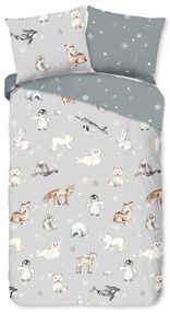 Lenjerie de pat pentru copii gri din flanelă pentru pat de o persoană 140x200 cm Cira – Good Morning