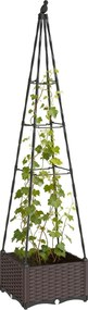 Outsunny Jardinieră cu Grilaj Metalic pentru Plante Cățărătoare Ghiveci din PP cu Orificii de Drenaj și Dopuri 40x40x175 cm | Aosom Romania