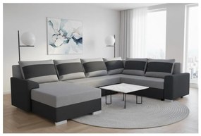 Canapea extensibilă în U OXFORD, tapițată, universală, negru/gri