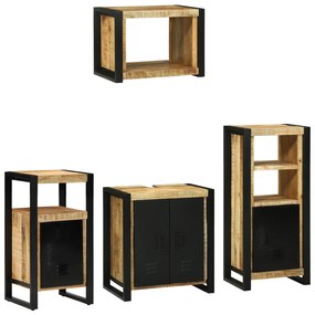 vidaXL Set de mobilier pentru baie 4 pcs Maro Lemn de mango solid