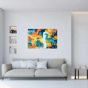Tablou - Dinozauri veseli (90x60 cm)