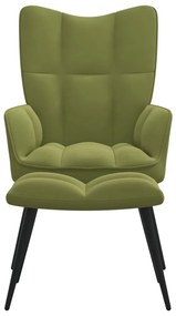 328087 vidaXL Scaun de relaxare cu taburet, verde deschis, catifea