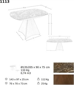 Masa extensibila deosebita design LUX Porcelain Marble 135-205cm