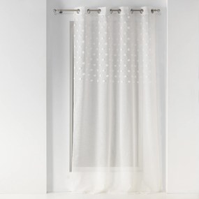 Perdea pentru sufragerie cu un decor punctat pe ochiuri, 140 x 240 cm, alb