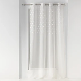 Perdea pentru sufragerie cu un decor punctat pe ochiuri, 140 x 240 cm, alb