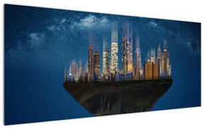 Tablou - Metropola plutind în spațiu (120x50 cm)
