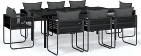 vidaXL Set de mobilier pentru grădină, 9 piese, negru