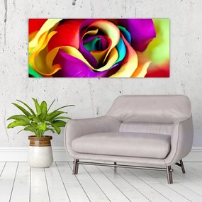 Tablou - Trandafir colorat (120x50 cm)
