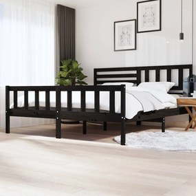 3101177 vidaXL Cadru de pat, negru, 200x200 cm, lemn masiv