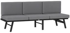 Outsunny Canapea de Grădină 3 în 1 Convertibilă și Reglabilă în 5 Poziții cu Perne, 180x63.5x68 cm, Gri | Aosom Romania