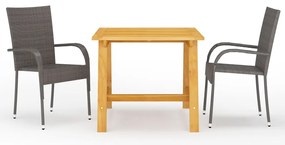 vidaXL Set mobilier de grădină, 3 piese, maro