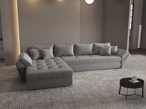 Colțar extensibil dumonde cu ladă de depozitare si sezut confortabil din spuma high-density, Loana XL Royal Gri 335x185 cm