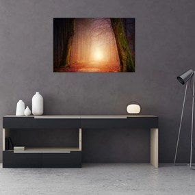 Tablou cu pădurea toamna în ceață (90x60 cm)