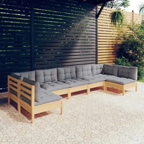 3097162 vidaXL Set mobilier grădină cu perne gri, 7 piese, lemn masiv de pin