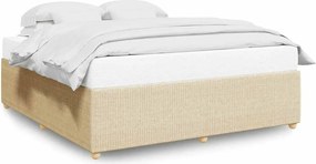 vidaXL Cadru de pat fără saltea, crem, 200x200 cm, textil