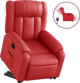 vidaXL Fotoliu rabatabil electric cu ridicare, roșu, piele ecologică