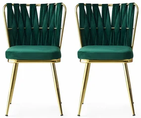Set de scaune de sufragerie Kusakli Green, 2bucăți, 2 buc.