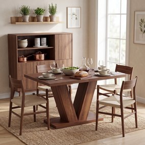 HOMCOM Masă de Dining Dreptunghiulară pentru 4 Persoane 120x80 cm Nuc | Aosom Romania