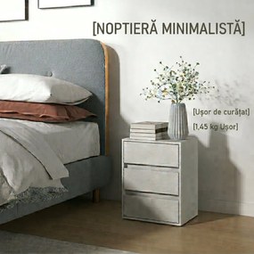 HOMCOM Comodă Modernă pentru Dormitor cu 3 Sertare, 40x30x50,5 cm, Alb | Aosom Romania