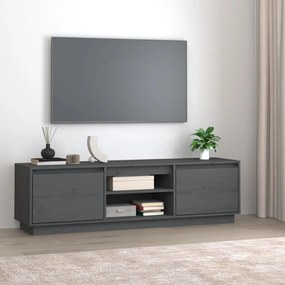 Comoda TV, gri, 140x35x40 cm, lemn masiv de pin