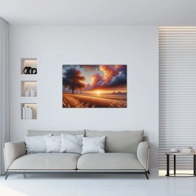 Tablou – Apus de soare pe câmp (90x60 cm)