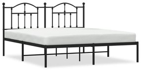 353444 vidaXL Cadru de pat metalic cu tăblie, negru, 183x213 cm