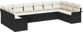 vidaXL Set de canapele pentru grădină 10 pcs Negru poliratan